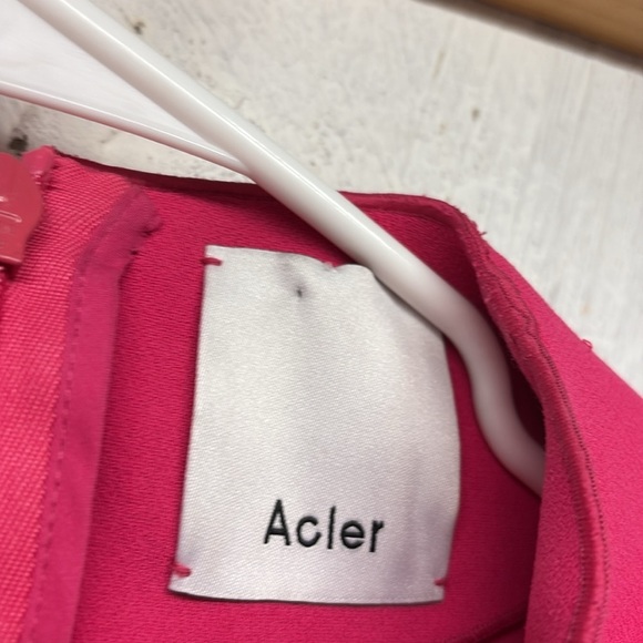 Acler Rowe Mini Dress Seamed High Neck Assymetical Azalea Pink sz US 8 - Picture 6 of 12